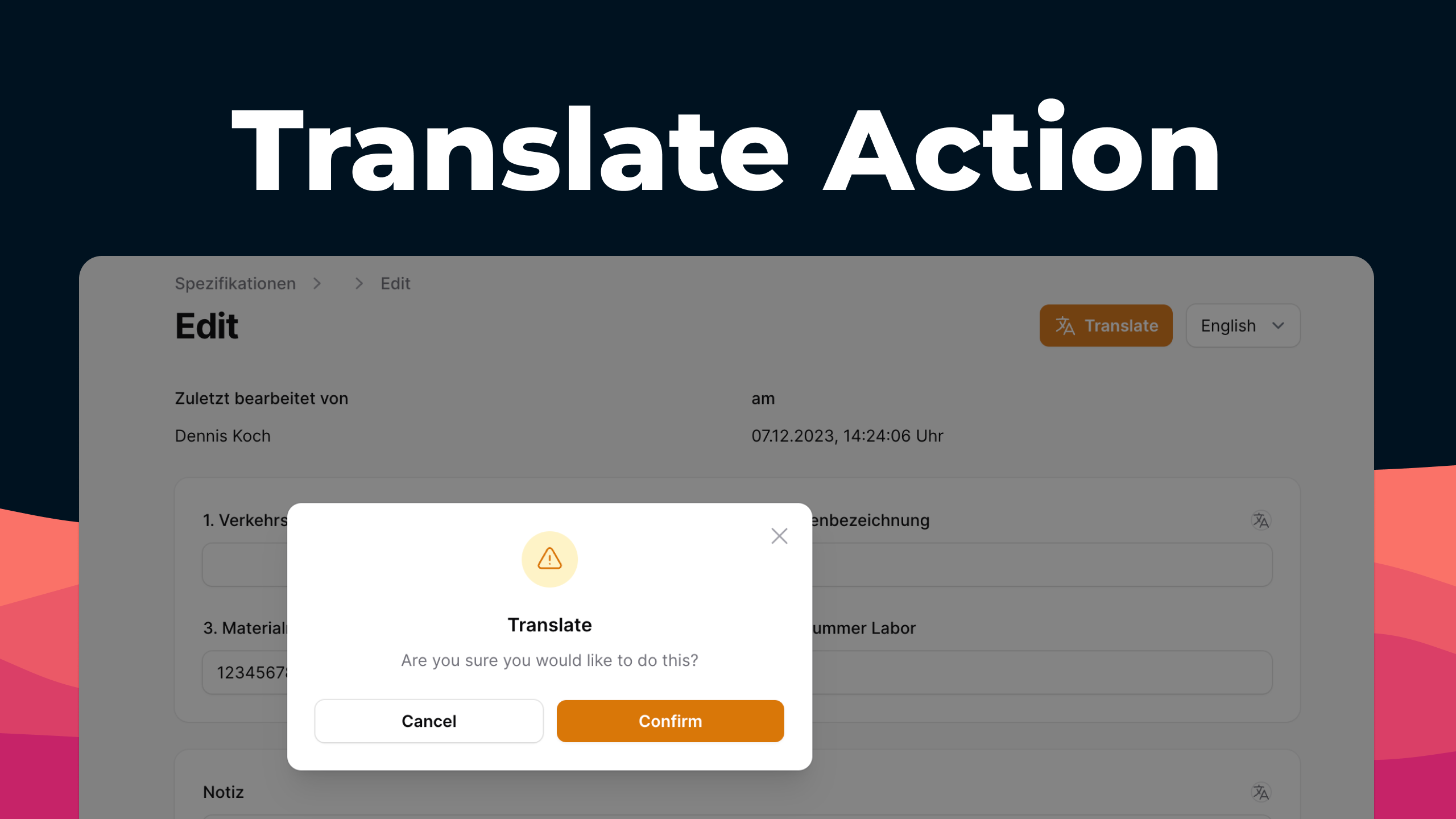 Filament Translate Action